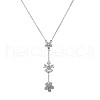 Clear Cubic Zirconia Flower Lariat Necklace JN1062A-1