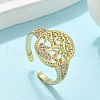 Brass Micro Pave Clear Cubic Zirconia Cuff Rings for Women RJEW-C126-04G-1