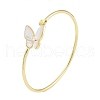 Brass Pave Shell Butterfly Open Cuff Bangle Making KK-U020-17G-1
