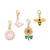 4Pcs Alloy Enamel Bee Flower Butterfly Pendant Decorations HJEW-JM02886-2