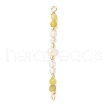 Faceted Round Natural Gold Rutilated Quartz & Yellow Opal & Potato Natural Cultured Freshwater Pearl Beaded Connector Charms PALLOY-JF03531-08-1