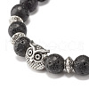 Natural Lava Rock Round Beads Stretch Bracelet BJEW-JB07477-5