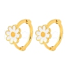 Daisy Brass Enamel Hoop Earrings for Women EJEW-G434-02G-4