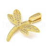 Dragonfly Rack Plating Brass Micro Pave Clear Cubic Zirconia Pendants KK-Z053-12G-2
