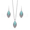 Bohemian Ethnic Style Zinc Alloy & Synthetic Turquoise Pendant Necklaces & Dangle Earrings Sets WG7E01E-10-2