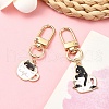 Mother's Day Coffee Cup with Cat Alloy Enamel Pendant Decoration HJEW-YW00025-01-4