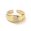 Clear Cubic Zirconia Flower Open Cuff Ring RJEW-H127-02G-2