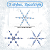 6Pcs 3 Styles Glass Beaded Snowflake Multi-Strand Links PALLOY-SP00003-2