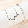 Brass Pave Black Cubic Zirconia Snake Pendant Necklaces NJEW-D320-02ASP-3