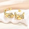 Brass Micro Pave Clear Cubic Zirconia Stud Earrings for Women EJEW-U056-02A-G-2