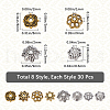 SOFPLATE 240Pcs 8 Styles Tibetan Style Alloy Flower Bead Caps FIND-SP0001-63-2