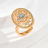 Brass Micro Pave Cubic Zirconia Hollow Geometric Adjustable Finger Rings EG4764-3-1