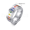 Rainbow Color Pride Flag Rune Words Odin Norse Viking Amulet Enamel Rotating Ring RABO-PW0001-037C-5