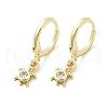 Tortoise Brass Micro Pave Clear Cubic Zirconia Hoop Earrings EJEW-D311-008G-2