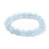 Natural Aquamarine Round Bead Stretch Bracelets for Men Women BJEW-U034-01A-02-4