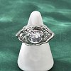 Brass Pave Cubic Zirconia Adjustable Open Cuff Rings for Women RJEW-R032-01P-1