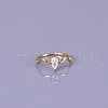 Teardrop 304 Stainless Steel with Clear Cubic Zirconia Finger Rings for Women FS-WG6614B-02-4
