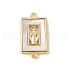 Brass Pave Natural White Shell Religion Connector Charms KK-S522-04A-G-1