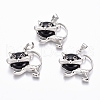 Natural Dyed & Heated Black Agate Kitten Pendants G-J386-C05-1
