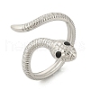 304 Stainless Steel Black Enamel Cuff Rings for Women RJEW-G338-05P-4