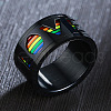 Rainbow Color Pride Flag Word Love Rotating Enamel Finger Ring RABO-PW0001-034B-2