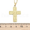 Flower Cross 304 Stainless Steel Pendant Necklaces NJEW-M096-35G-3
