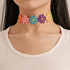 Polyester Flower Lace Choker Necklaces with Alloy Clasps FS-WGF3ED2-01-2