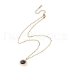 Natural Lapis Lazuli(Dyed) & Seed Flower Pendant Necklace NJEW-MZ00019-01-1