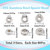 SUNNYCLUE 240Pcs 3 Styles 304 Stainless Steel Spacer Beads STAS-SC0006-72-2