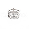 304 Stainless Steel Star Open Cuff Ring for Women RJEW-S405-151P-2