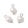 Wrinkle Textured Shell Pearl Round Charms PALLOY-JF03823-02-1