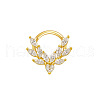 316L Surgical Stainless Steel Pave Clear Cubic Zirconia Leaf Hoop Nose Rings FS-WG2F513-03-2