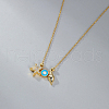 Beach Style 925 Sterling Silver Pave Clear Cubic Zirconia Starfish Evil Eye Shell Shaped Pendant Necklaces for Women RT6675-2