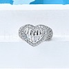 Brass Micro Pave Clear Cubic Zirconia Cuff Rings for Women RJEW-G347-01P-2
