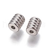 Tarnish Resistant 201 Stainless Steel Grooved Beads X-STAS-P239-06P-1