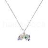 Rainbow 925 Sterling Silver Micro Pave Cubic Zirconia Pendant Necklaces for Women NJEW-F338-06P-2