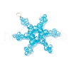 6Pcs 3 Styles Glass Snowflake Pendants PALLOY-JF03950-02-4