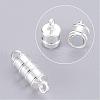 Silver Color Plated Brass Magnetic Clasps with Loops X-KK-MC026-S-2