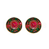 Flat Round Alloy Stud Earrings WGD430D-01-4
