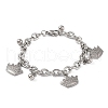 Tarnish Resistant 201 Stainless Steel Crown Charm Bracelets BJEW-B078-100P-1