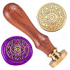 Golden Tone Brass Wax Seal Stamp Head with Wooden Handle AJEW-WH0208-848-1