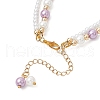 Glass Pearl Round Beaded Multi-strand Bracelets BJEW-JB11918-01-4