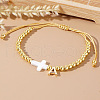 Brass Round Bead Braided Bead Bracelets VB3830-1-2