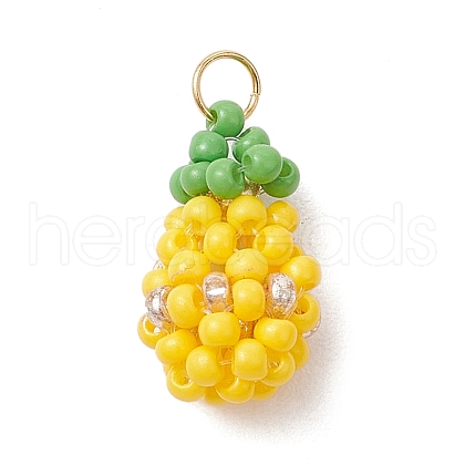 Glass Seed Beaded Pendants PALLOY-MZ00480-1