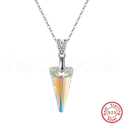 925 Sterling Silver Glass Pendant Necklaces NJEW-C048-01C-1