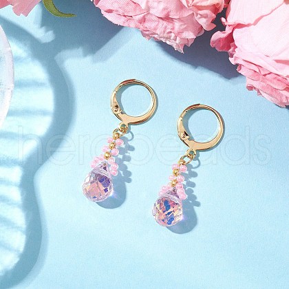 Glass Seed Beads Leverback Earrings EJEW-MZ00398-02-1