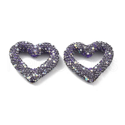 Heart Shape Polymer Clay Rhinestone Beads CLAY-NH0001-09B-03-1