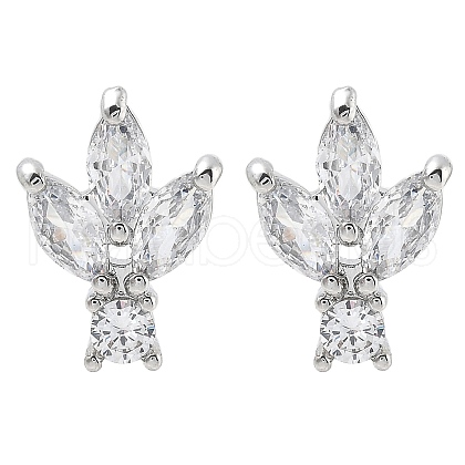 Brass Clear Cubic Zirconia Stud Earring Findings KK-A238-02B-P-1