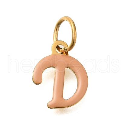 Ion Plating(IP) 304 Stainless Steel Enamel Alphabet Charms STAS-F308-02G-D-1