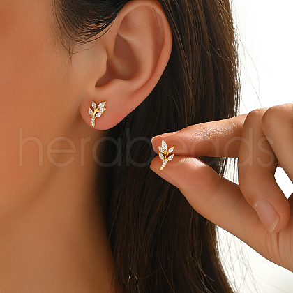 Simple Style S925 S925 Sterling Silver Clear Cubic Zirconia Stud Earrings RF2052-1